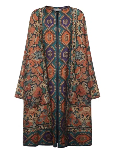 Pierre-louis Mascia Tapestry-pattern Pocket Coat In Brown