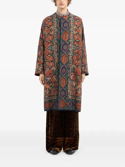 Pierre-louis Mascia Tapestry-pattern Pocket Coat In Brown