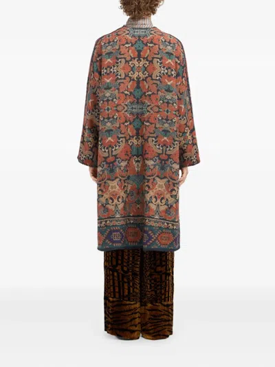 Pierre-louis Mascia Tapestry-pattern Pocket Coat In Brown