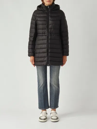 Woolrich Hooded Coat With Adjustable Cuffs And Drawstring Waist In Multi