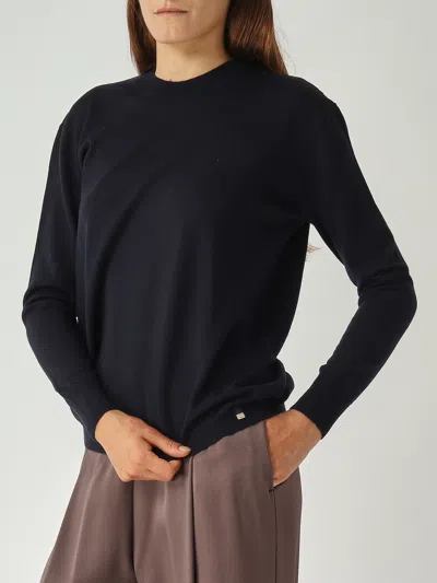 Herno Girocollo Basico In Lana Pettinata Sweater In Animal Print