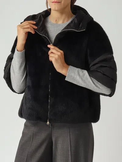 Herno Cappa Manica Corta Con Cappuccio Jacket In Black