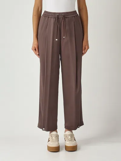 Herno Pantalone Con Dettaglio Bottone Trousers In Brown