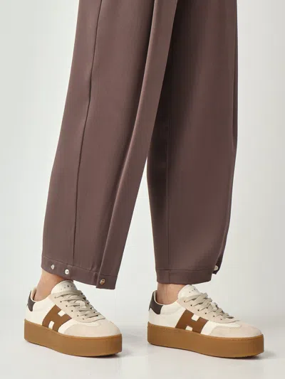 Herno Pantalone Con Dettaglio Bottone Trousers In Brown