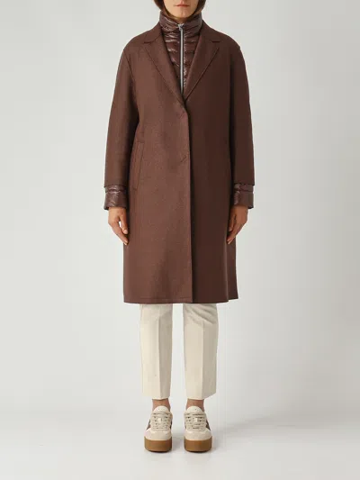 Herno Cappotto Lungo Con Piumino Staccabile Coat In Brown