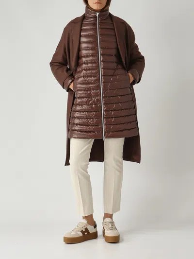 Herno Cappotto Lungo Con Piumino Staccabile Coat In Brown