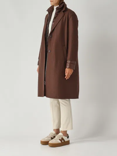 Herno Cappotto Lungo Con Piumino Staccabile Coat In Brown