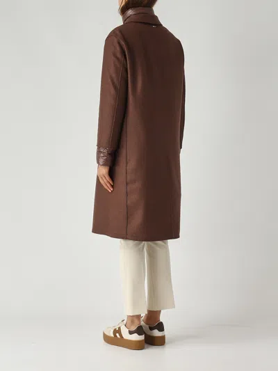 Herno Cappotto Lungo Con Piumino Staccabile Coat In Brown