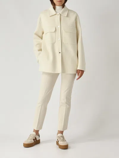 Herno Giacca Camicia Lana Double Jacket In White