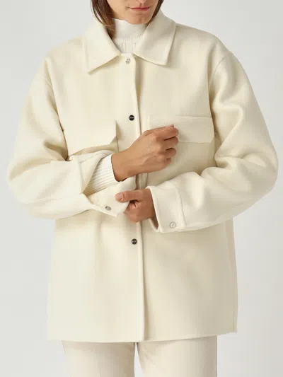 Herno Giacca Camicia Lana Double Jacket In White