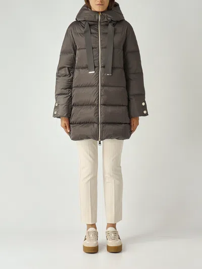 Herno Quilted Down Jacket With Oversized Hood In Gray
