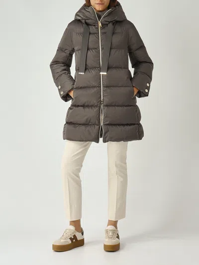 Herno Quilted Down Jacket With Oversized Hood In Gray