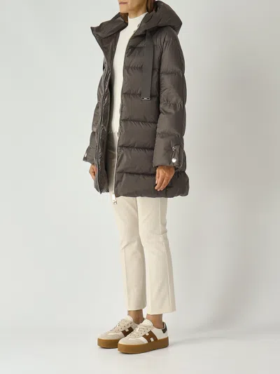 Herno Quilted Down Jacket With Oversized Hood In Gray
