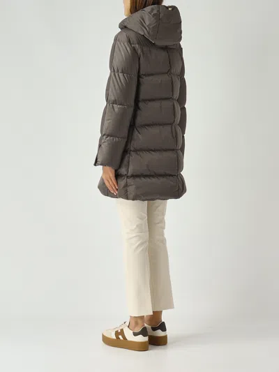 Herno Quilted Down Jacket With Oversized Hood In Gray