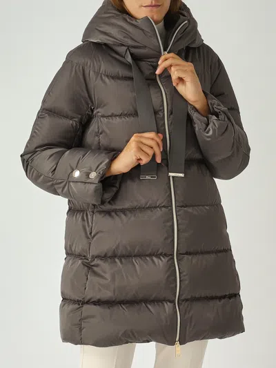 Herno Quilted Down Jacket With Oversized Hood In Gray