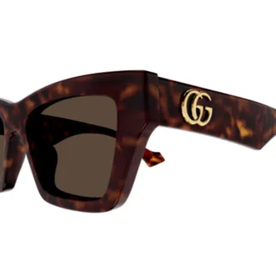 Gucci Gg1753s Linea Emblem 002 Havana Brown Sunglasses In Brown