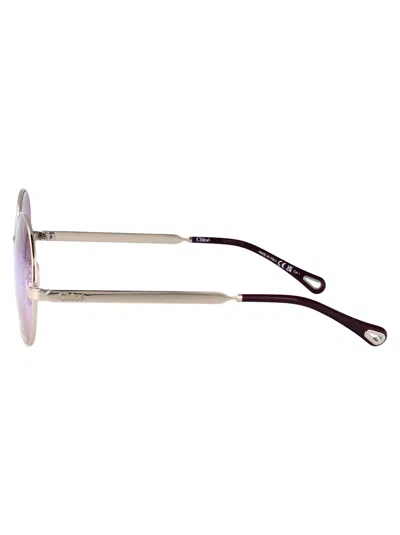 Chloé Silver-silver-red Metal Sunglasses In Metallic