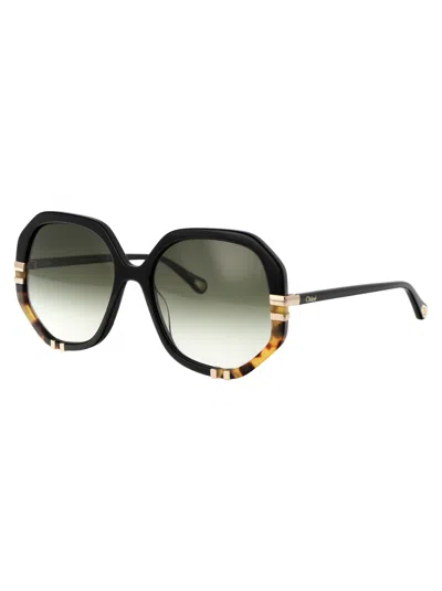 Chloé Chloe Womens Black Ch0105s Hexagonal-frame Acetate Sunglasses In Multi