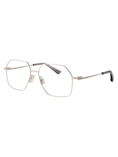Bottega Veneta Silver-silver-transparent Metal Glasses In Silver