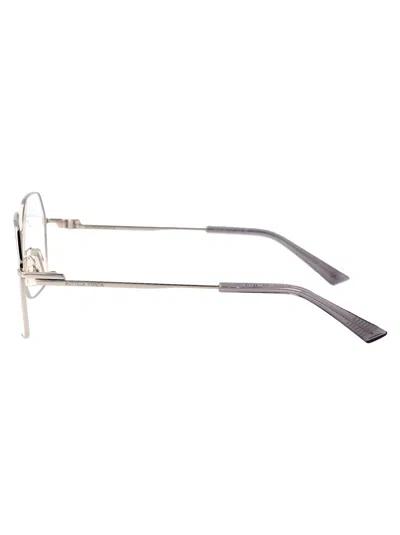 Bottega Veneta Silver-silver-transparent Metal Glasses In Silver