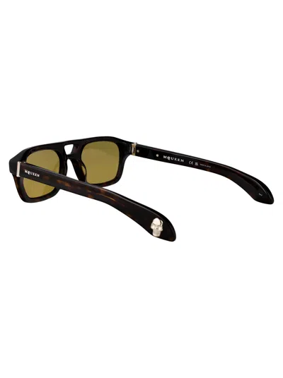 Alexander Mcqueen Havana-havana-yellow Recycled Acetate Sunglasses In Green