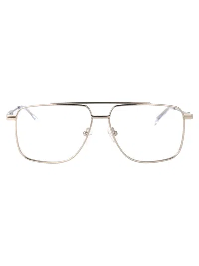 Alexander Mcqueen Silver Metal Optical Glasses In Gold