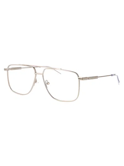 Alexander Mcqueen Silver Metal Optical Glasses In Gold