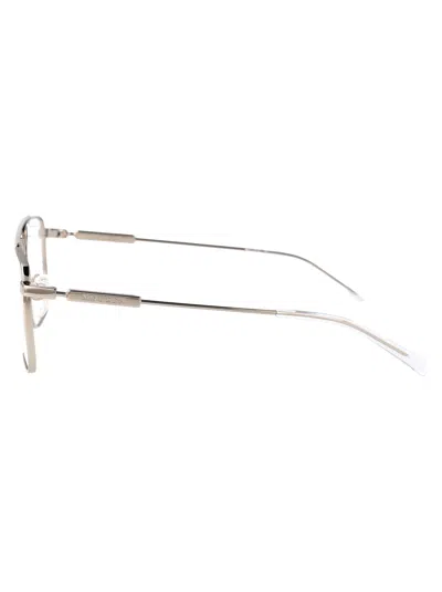 Alexander Mcqueen Silver Metal Optical Glasses In Gold