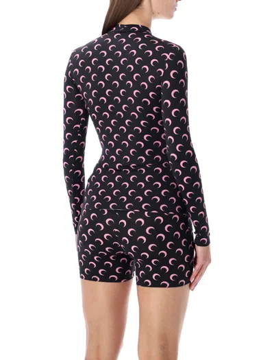 Marine Serre Moon Printed Jersey Long Sleeve Crewneck Top In Multi