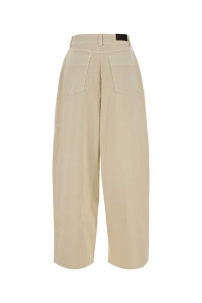 Lemaire Sand Denim Wide-leg Jeans In Nude
