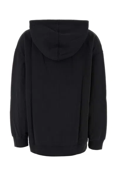 Ganni Graphite Cotton Sweatshirt In Black