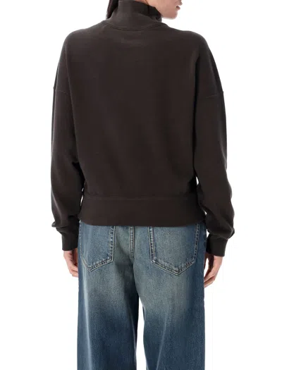 Isabel Marant Étoile Grey Sweatshirt With Stand-up Collar And Logo On The Front In Cotton Blend Woman In Brown