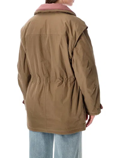 Isabel Marant Étoile Marant Étoile Damone Two-tone Cotton Coat With Hood In Brown