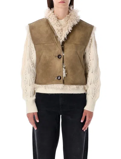 Isabel Marant Étoile Taupe Vest With Shearling-effect Lining Women In Brown