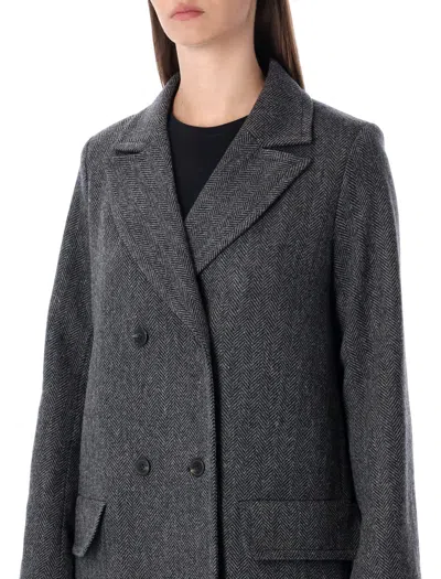 Apc A.p.c. A.p.c. Ginny Wool Double-breasted Coat In Gray