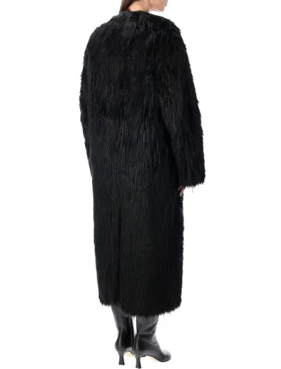 Stand Studio Carolina Long Faux Fur Coat In Black