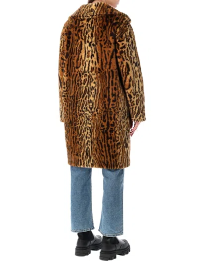 Stand Studio Camille Faux Fur Cocoon Coat In Animal Print