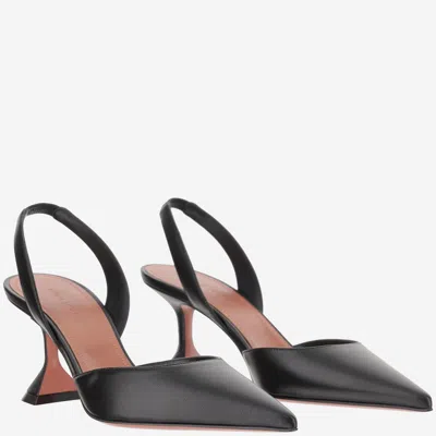 Amina Muaddi Holli Leather Slingbacks In Animal Print