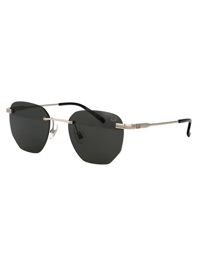 Dunhill 00 Silver Silver Grey Metal Sunglasses In Green