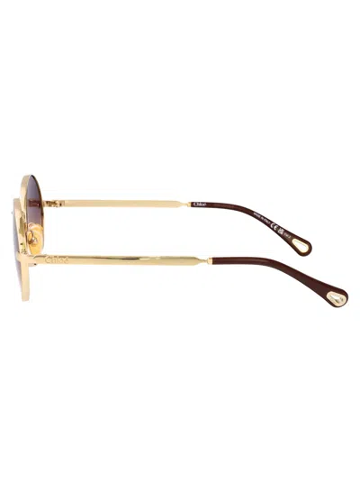 Chloé Gold-gold-violet Metal Sunglasses In Multi