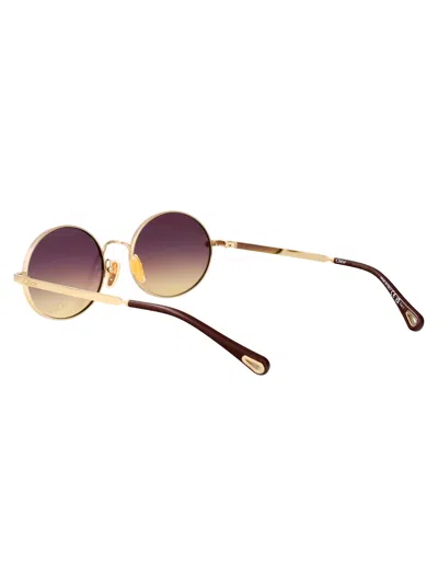 Chloé Gold-gold-violet Metal Sunglasses In Multi