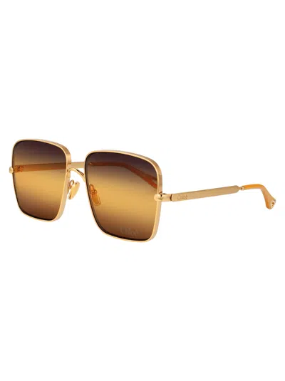 Chloé Gold-gold-yellow Metal Sunglasses In Multi