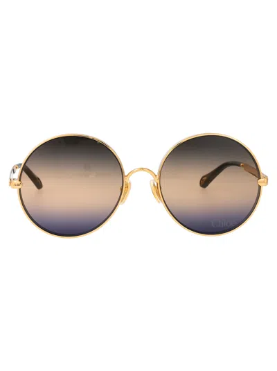 Chloé Chloe Round Sunglasses Ch0321 S 004 In Gold
