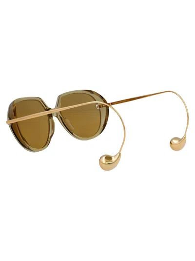 Bottega Veneta Yellow-gold-brown Recycled Acetate Sunglasses In Brown