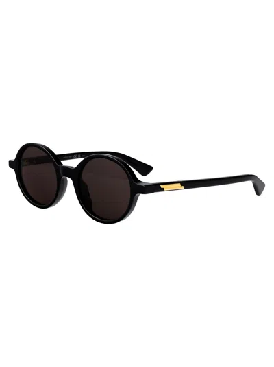 Bottega Veneta Black-black-grey Recycled Acetate Sunglasses In Black