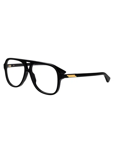 Bottega Veneta Black-black-transparent Recycled Acetate Glasses In Black