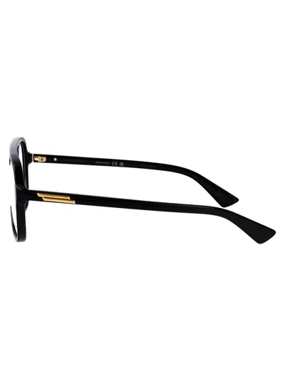 Bottega Veneta Black-black-transparent Recycled Acetate Glasses In Black