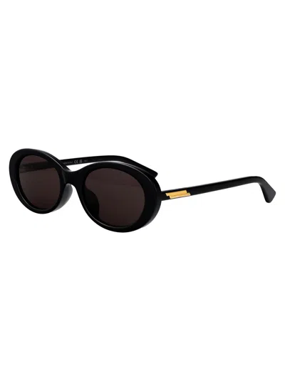 Bottega Veneta Black-black-grey Recycled Acetate Sunglasses In Black