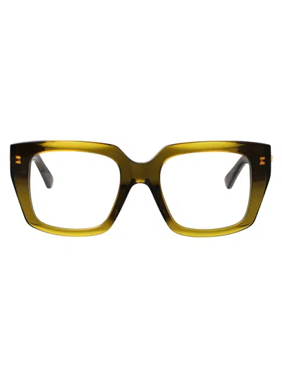 Bottega Veneta Green-green-transparent Recycled Acetate Glasses In Multi