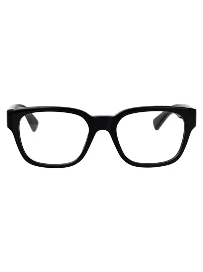 Bottega Veneta Black-black-transparent Recycled Acetate Glasses In Black